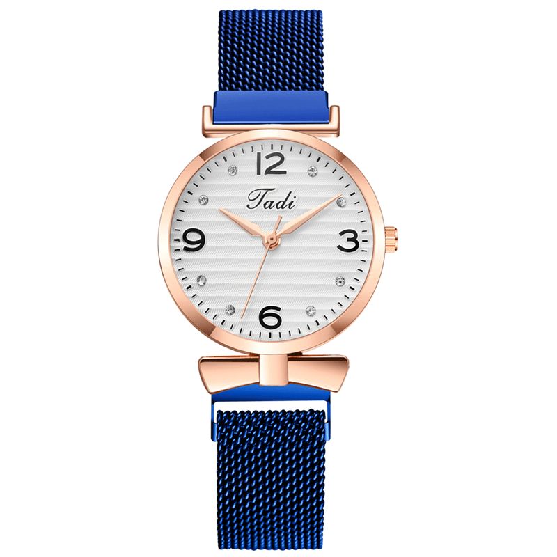 Trendy Enkel Elegant Design Wild Dame Klokker Legering Mesh Band Rose Gull Legering Case Kvartsklokke