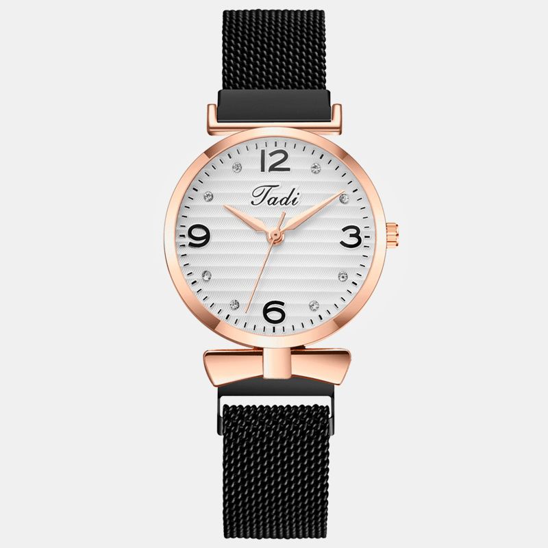 Trendy Enkel Elegant Design Wild Dame Klokker Legering Mesh Band Rose Gull Legering Case Kvartsklokke