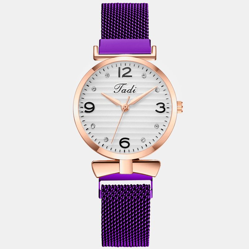 Trendy Enkel Elegant Design Wild Dame Klokker Legering Mesh Band Rose Gull Legering Case Kvartsklokke