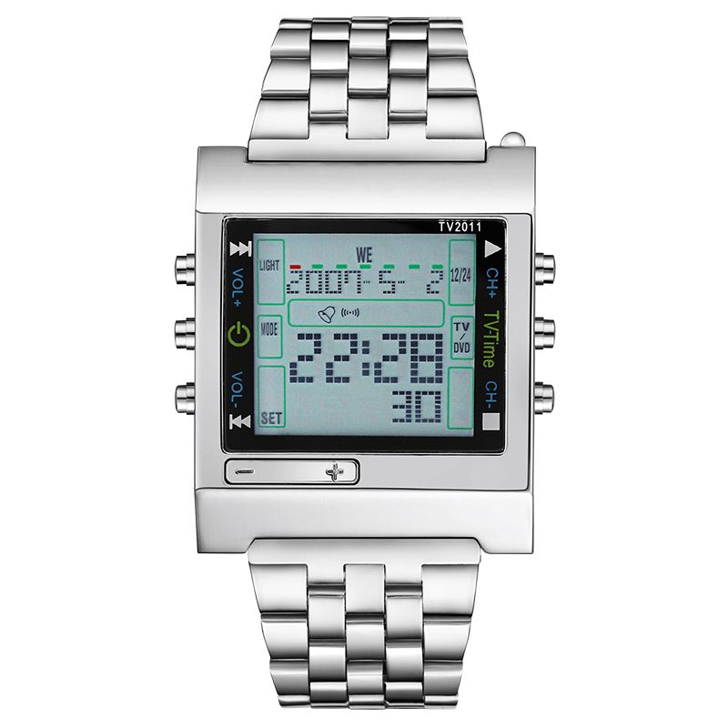 Tvg 2011 Full Steel Vanntett Alarm Digital Watch Led Display Sport Herre Armbåndsur