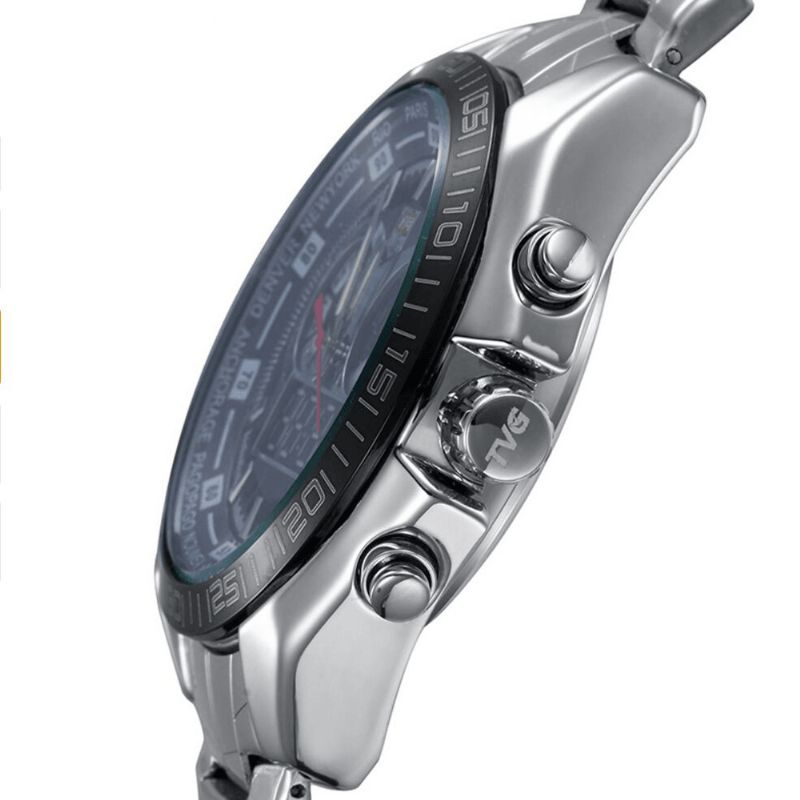 Tvg 468 Herre Luxury Steel Band Dato Lysende Display Mote Sport Dual Display Digital Watch