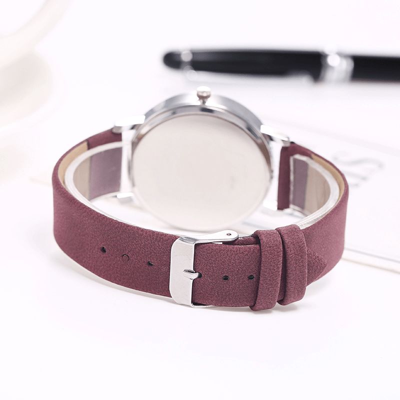 Uformell Sport Med Kalenderfrosted Urskive Chronograph Leather Band Dame Kvartsklokke