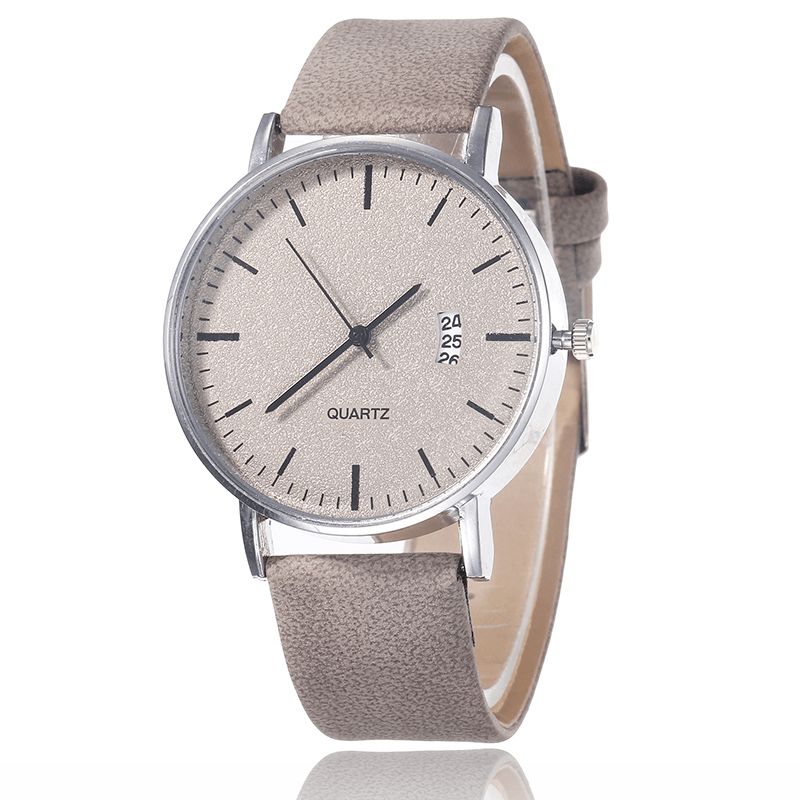 Uformell Sport Med Kalenderfrosted Urskive Chronograph Leather Band Dame Kvartsklokke