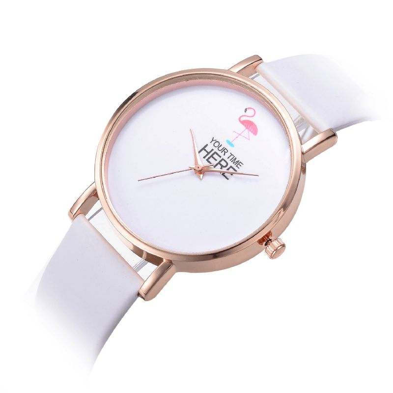 Uformell Stil Kvinner Armbåndsur Rose Gold Case Leather Strap Kvartsklokke