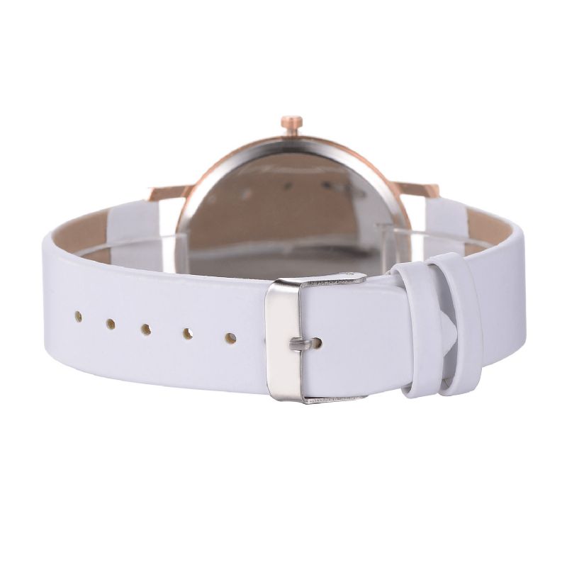 Uformell Stil Kvinner Armbåndsur Rose Gold Case Leather Strap Kvartsklokke