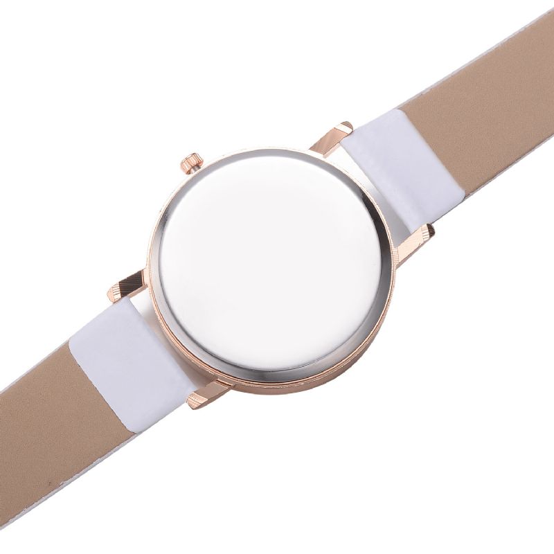 Uformell Stil Kvinner Armbåndsur Rose Gold Case Leather Strap Kvartsklokke