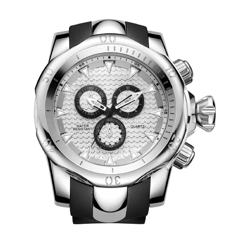 Va Va Voom Va-221 Casual Sport Dual-Scale Big Dial Silikonstropp 3Atm Vanntett Herrekvartsklokke