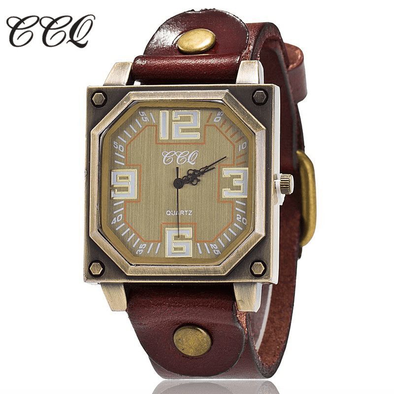 Vintage Casual Square Dial Justerbar Octagon Skinnrem Herre Kvartsklokke Armbåndsur