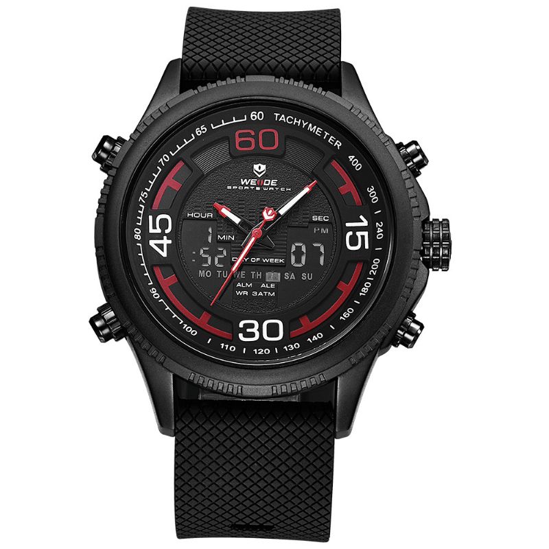 Weide 6306 Dual Display Digital Watch Cozy Silikonrem Alarm Kalender Lysende Sport Watch