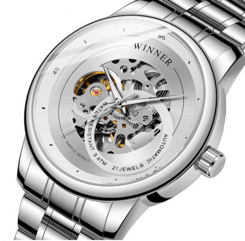 Wrg8190 Vanntett Moden Design Herre Armbåndsur Business Style Automatisk Mekanisk Klokke