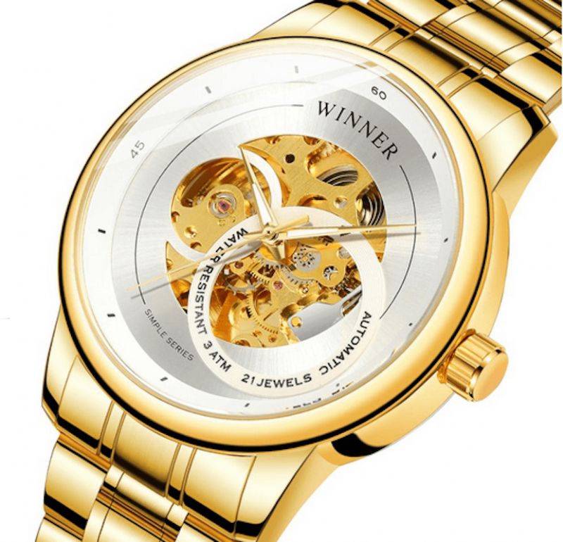 Wrg8190 Vanntett Moden Design Herre Armbåndsur Business Style Automatisk Mekanisk Klokke