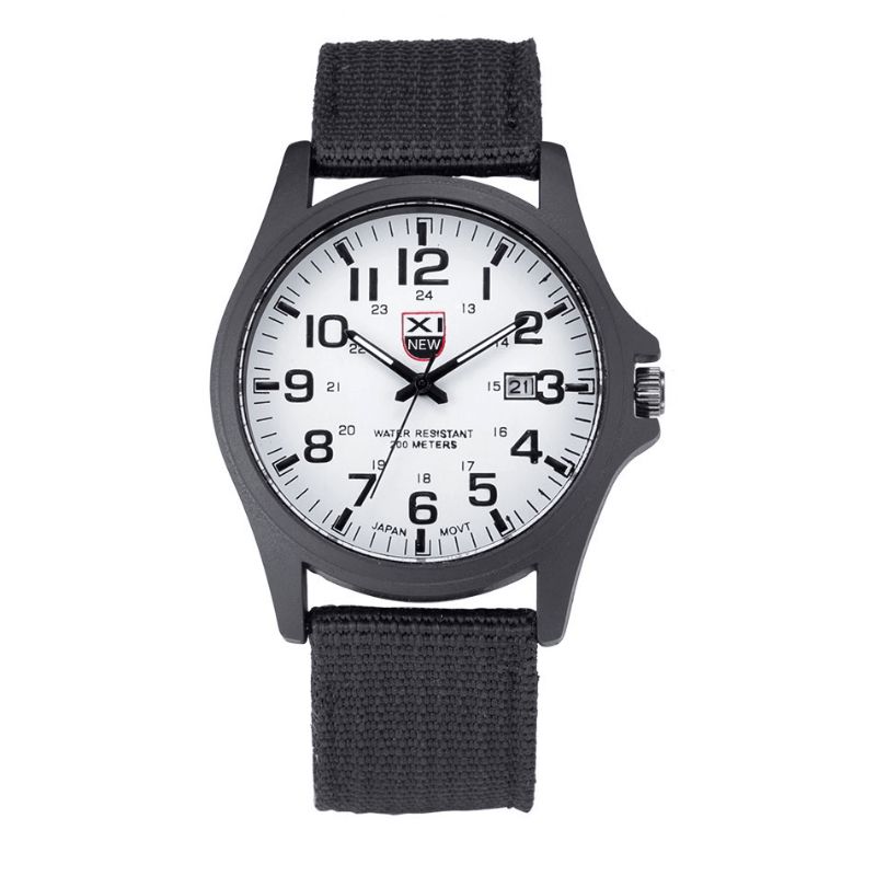 Xinew Nylon Band Casual Style Kvarts Klokke Dato Vis Herre Armbåndsur