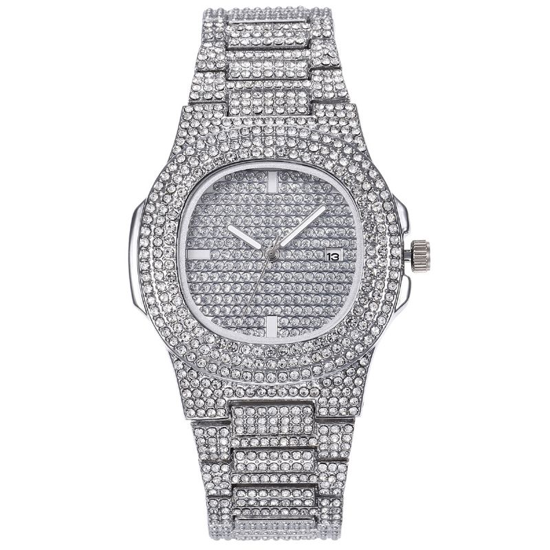 Xsvo Luxury Fashion Full Rhinestone Diamond Armbåndsur Unisex Kvartsklokke