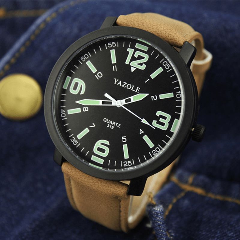 Yazole 319 Selvlysende Pu Skinnbånd Herre Analog Sport Armbåndsur