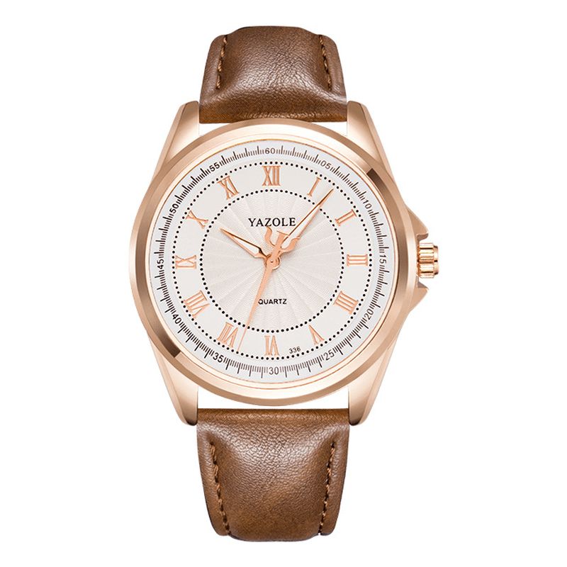 Yazole Fashion Business Vanntett Creative Dial Leather Strap Herre Kvartsklokke