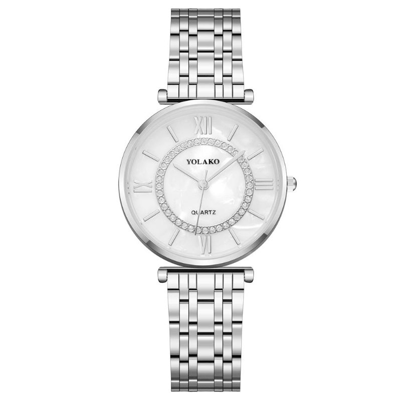 Yolakd A0707 Uformell Stil Ultratynn Hellegering Kvinner Armbåndsur Shell Dial Kvartsklokke