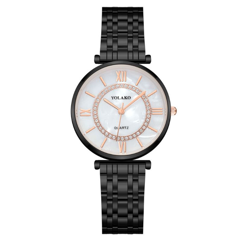 Yolakd A0707 Uformell Stil Ultratynn Hellegering Kvinner Armbåndsur Shell Dial Kvartsklokke