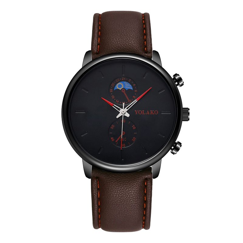 Yolako A0540 Masculino Fashion Style Vanntett Herre Leather Strap Kvartsklokke