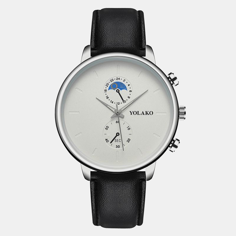 Yolako A0540 Masculino Fashion Style Vanntett Herre Leather Strap Kvartsklokke