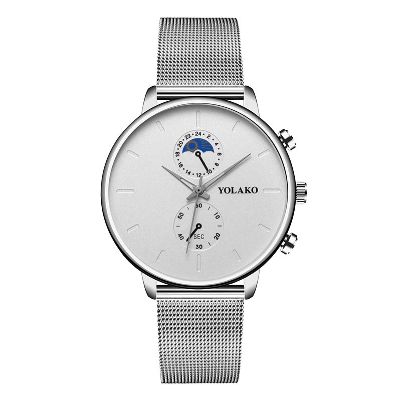 Yolako Fashion Mesh Strap Menn Vanntett Business Style Watch Kvartsklokke