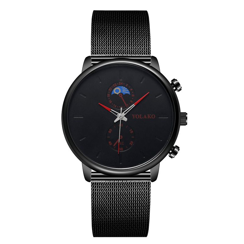 Yolako Fashion Mesh Strap Menn Vanntett Business Style Watch Kvartsklokke