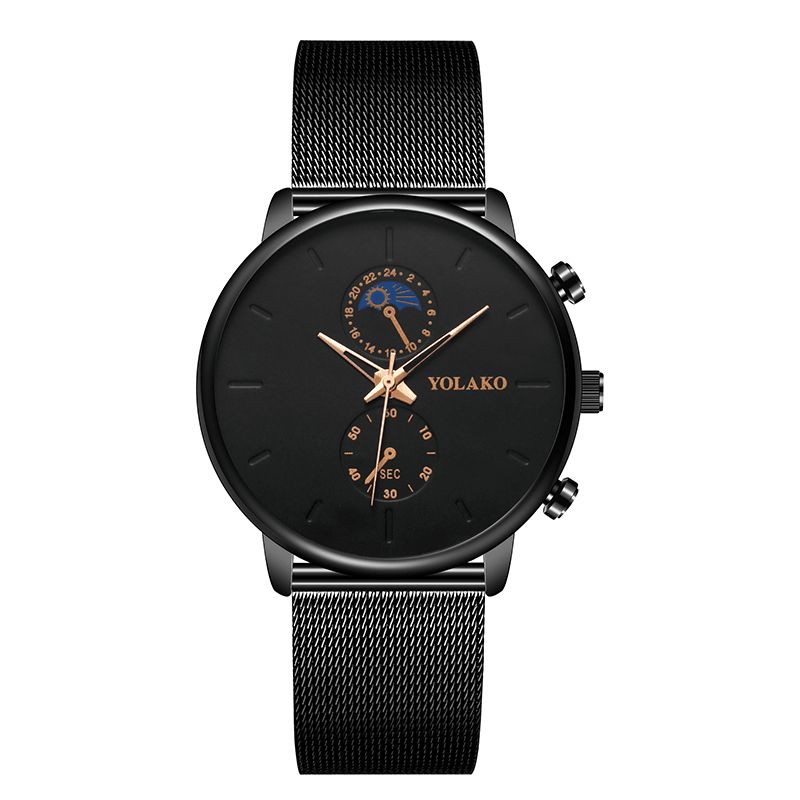 Yolako Fashion Mesh Strap Menn Vanntett Business Style Watch Kvartsklokke