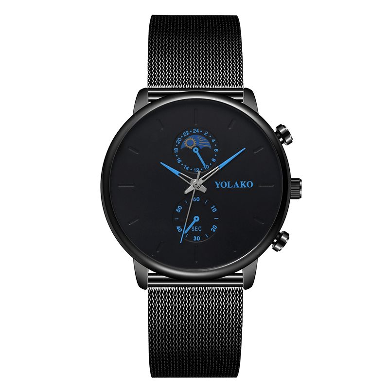 Yolako Fashion Mesh Strap Menn Vanntett Business Style Watch Kvartsklokke