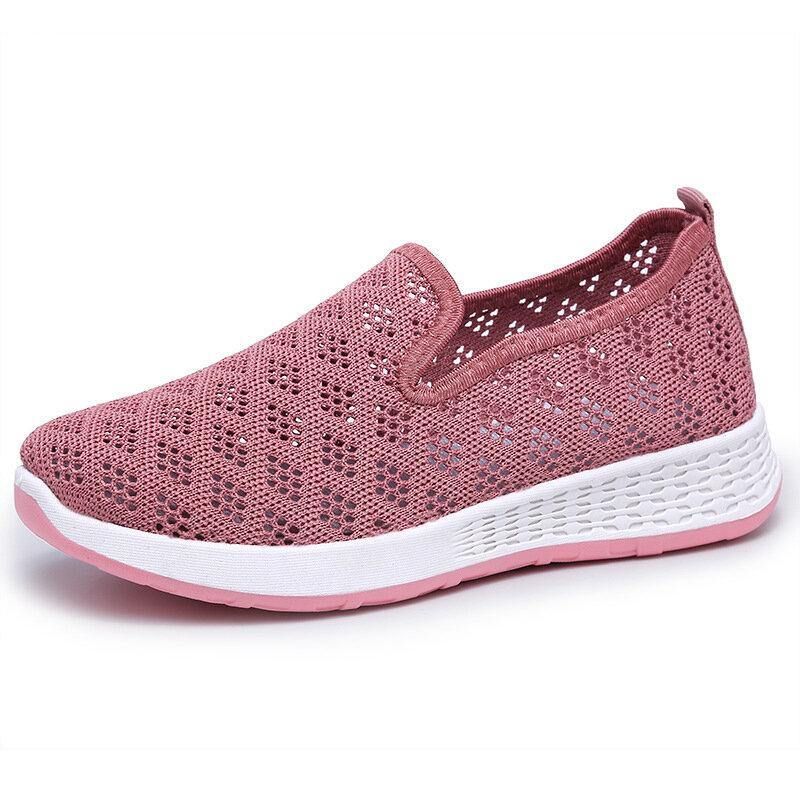 Kvinner Hollow Out Mesh Lazy Slip On Walking Sko