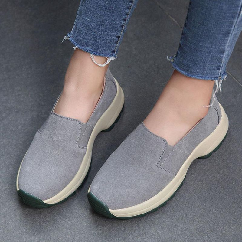 Kvinner Stor Størrelse Casual Faux Suede Slip On Chunky Sneakers