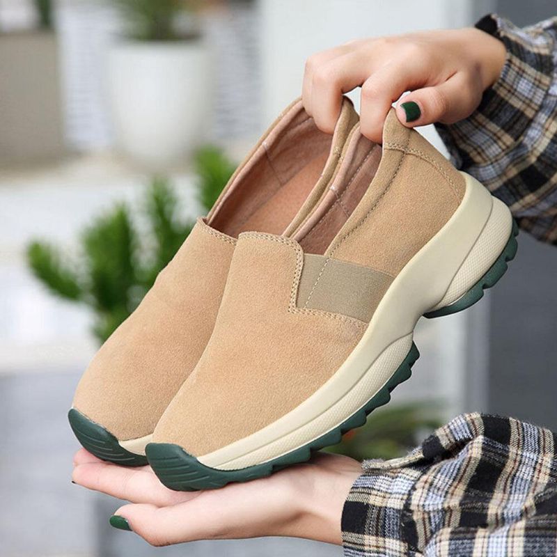 Kvinner Stor Størrelse Casual Faux Suede Slip On Chunky Sneakers