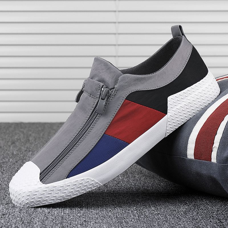 Menn Colorblock Comfy Pustende Glidelås Casual Canvas Joggesko