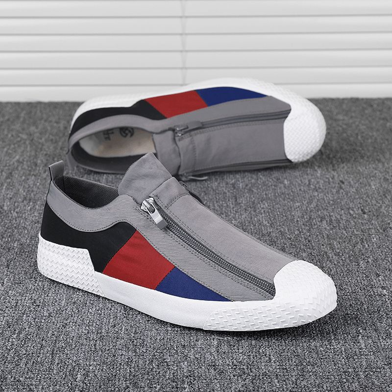 Menn Colorblock Comfy Pustende Glidelås Casual Canvas Joggesko