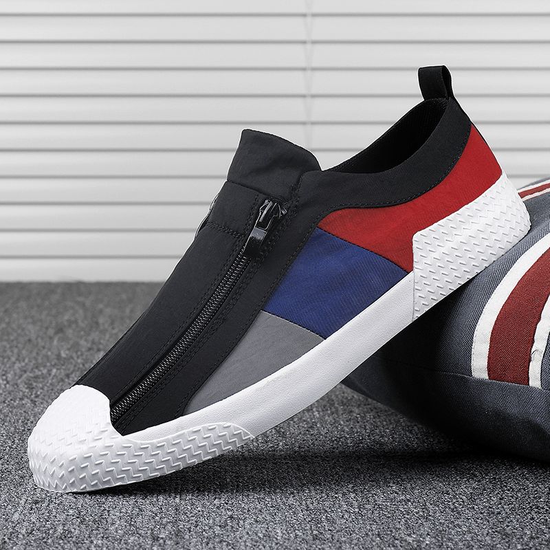 Menn Colorblock Comfy Pustende Glidelås Casual Canvas Joggesko