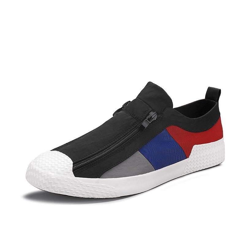 Menn Colorblock Comfy Pustende Glidelås Casual Canvas Joggesko