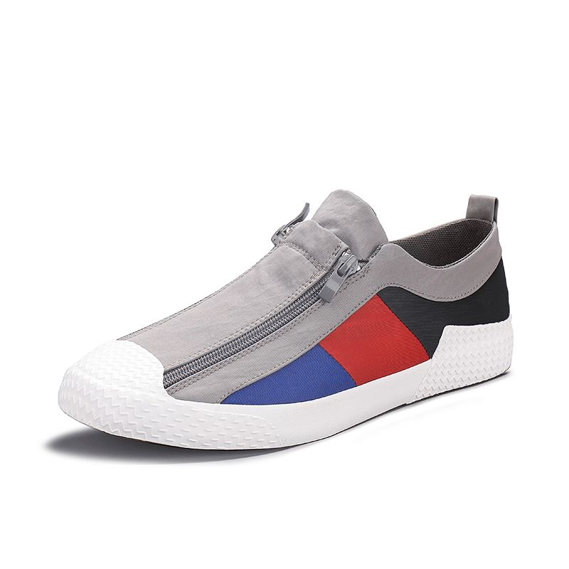 Menn Colorblock Comfy Pustende Glidelås Casual Canvas Joggesko