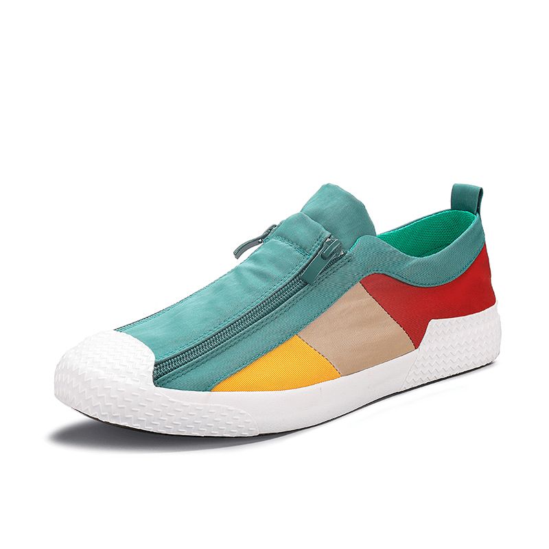 Menn Colorblock Comfy Pustende Glidelås Casual Canvas Joggesko