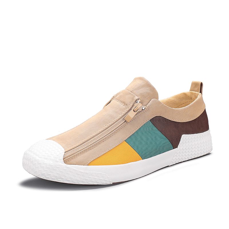 Menn Colorblock Comfy Pustende Glidelås Casual Canvas Joggesko