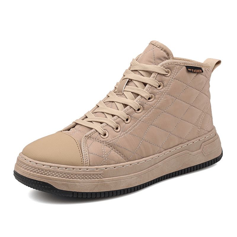 Menn Søm Pledd Ned Klut Comfy Slipm Resistant Lace Up High Top Joggesko