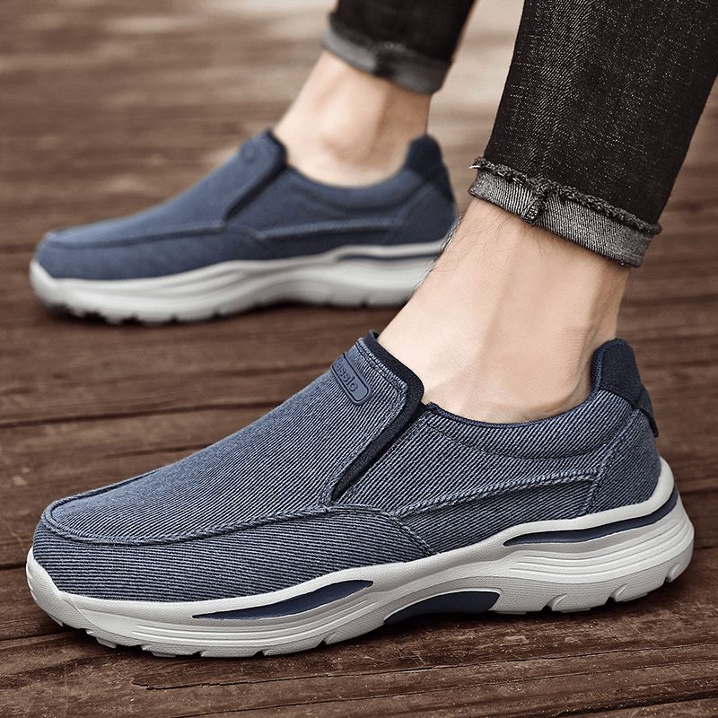 Menn Sport Lettvektsplattform Comfy Slip On Casual Denim Joggesko