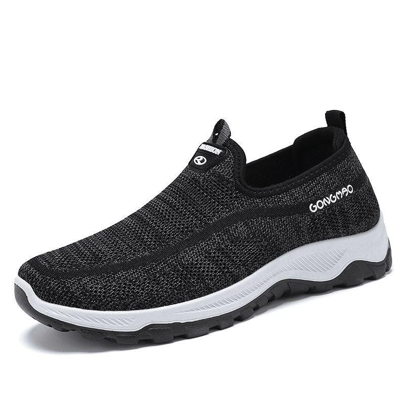 Menn Sport Strikket Stoff Pustende Walking Sko Myk Slip On Casual Joggesko