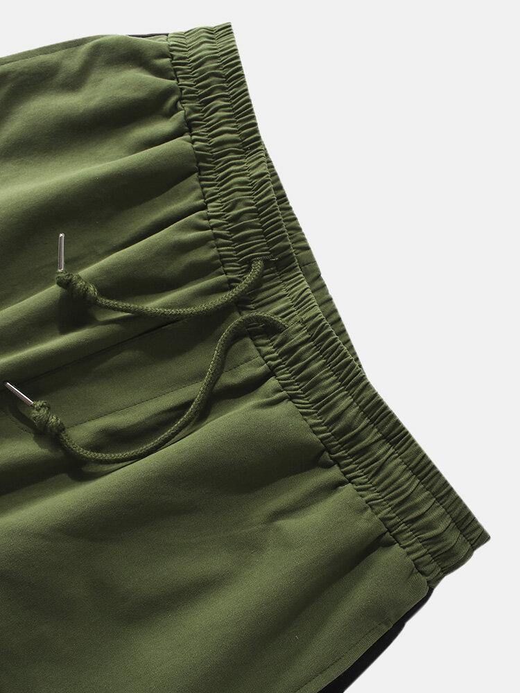 Herre 100 % Bomull Arbeidsshorts Med Elastisk Midje Med Flere Lommer