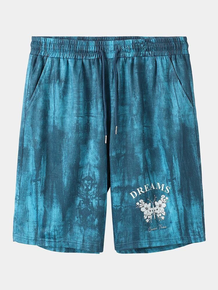 Menns Tie Dye Flower Print Elastisk Midje Shorts