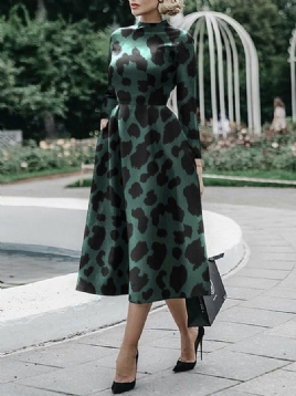 Langermet Leopard Regular Fit Midi-Kjole