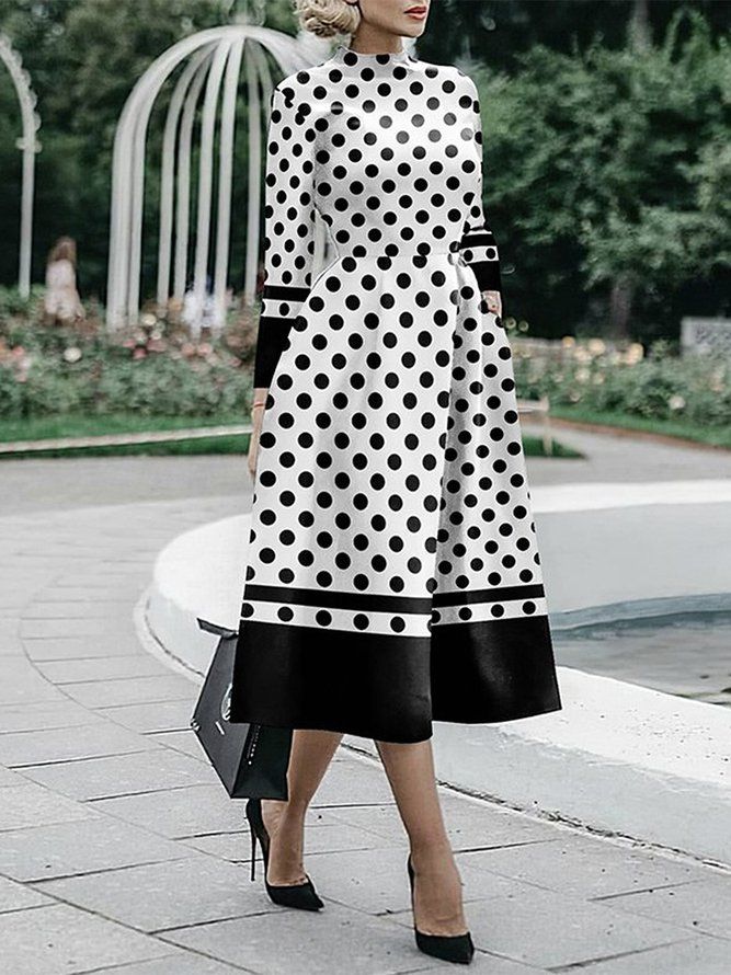 Regular Fit Andre Polka Dots Midi-Kjole