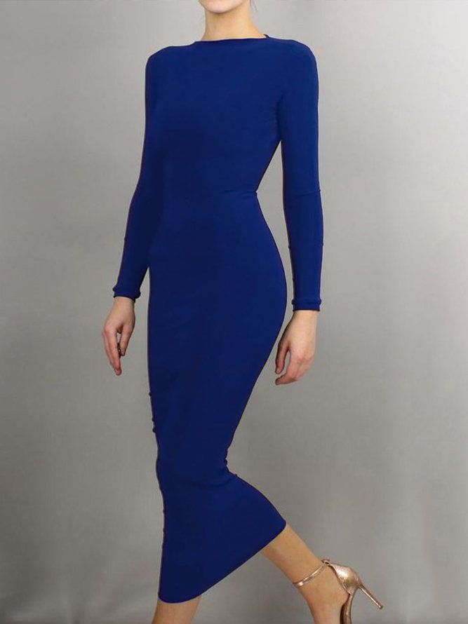 Sort Daglig Langermet Regular Fit Boat Neck Dress