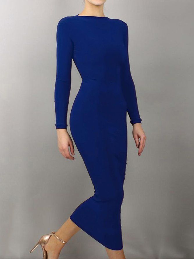 Sort Daglig Langermet Regular Fit Boat Neck Dress