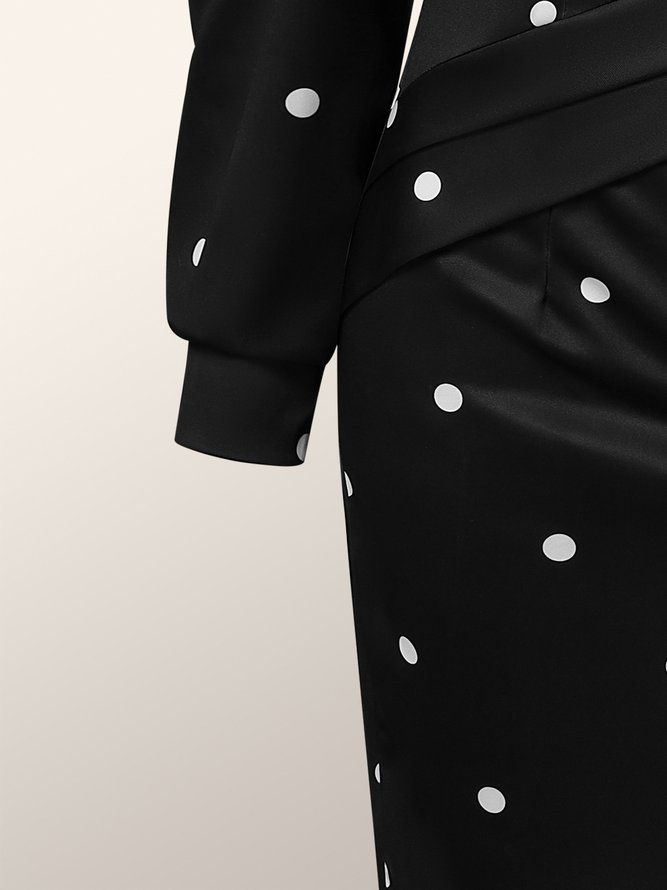 Urban Langermet Polka Dots Crew Neck Knee Dress