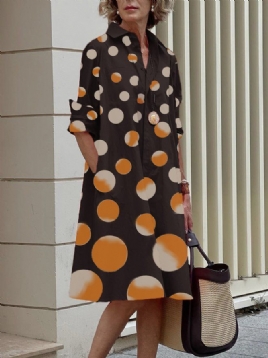 Urban Skjorte Krage Polka Dots Midi-Kjole