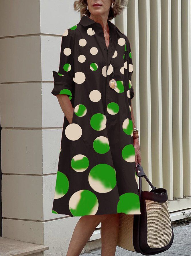 Urban Skjorte Krage Polka Dots Midi-Kjole