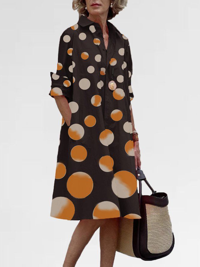 Urban Skjorte Krage Polka Dots Midi-Kjole